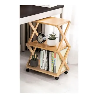 DIGITHOME DB-0023 Bambu 3 Raflı Tekerlekli Sehpa Düzenleyici Raf Çok Amaçlı Organizer Kahverengi