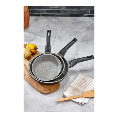 COOKER CKR3898 3 Parça Granit Döküm 20–24–28 cm Tava Seti Siyah