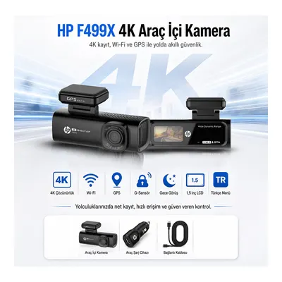 HP F499x 4K Lcd Ekran Wi-fi Araç İçi Kamera