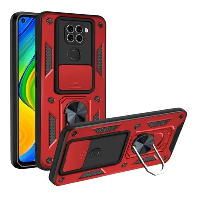 NEWFACE Xiaomi Redmi Note 9 4G Uyumlu Pars Lens Yüzüklü Silikon Telefon Kılıfı Kırmızı