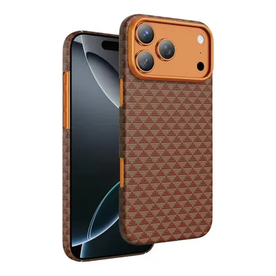 KEEPHONE Apple iPhone 17 Pro Uyumlu Kevlar Paris Magsafe Kapak Telefon Kılıfı Turuncu