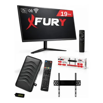 FURY Monitör Çanaklı Çanaksız Wi-Fi'li Uydu Alıcısı + TV Askı Aparatı 19 inç 48 cm Full-HD TV