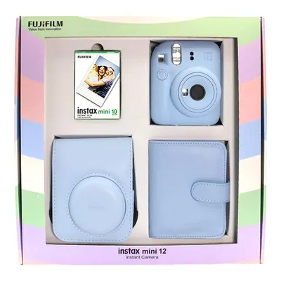 FUJIFILM Instax Mini 12 Askı Pil Çanta 10'lu Film Albüm Bundle Box Fotoğraf Makinesi Mavi