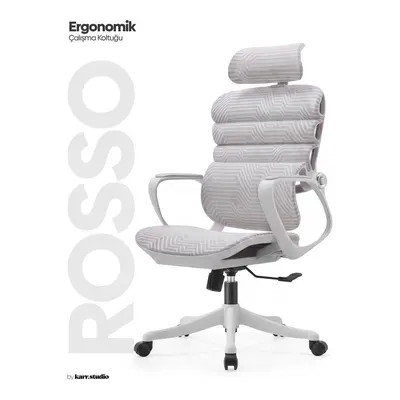 KARR OFFICE Rosso Ergonomik Sabit Kolçak Çalışma Koltuğu Beyaz