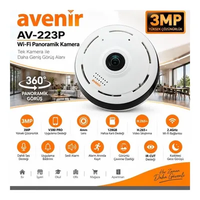 AVENIR AV-S223P 3MP Panoramik Wifi Tavan Kamera Beyaz
