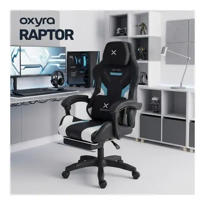 OXYRA Raptor Ayak Destekli Oyuncu Koltuğu Beyaz-Açık Mavi