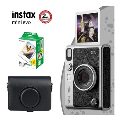 FUJIFILM Instax Mini Evo Fotoğraf Makinesi Çantalı 20'li Film Seti Siyah