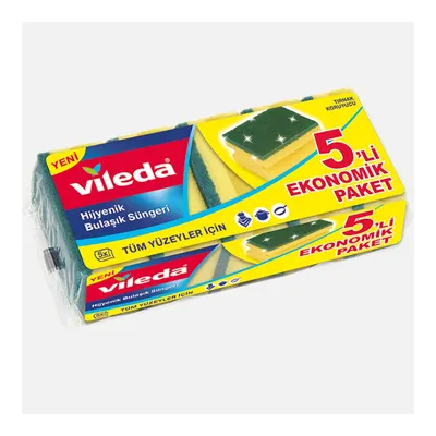 Vileda Yeşil Oluklu 5li Dikdörtgen Bulaşık Süngeri