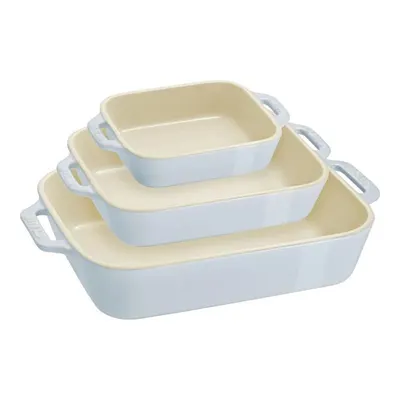 Staub Seramik Dikdörtgen Fırın Kabı Seti, 3 Parça, Bebek Mavisi