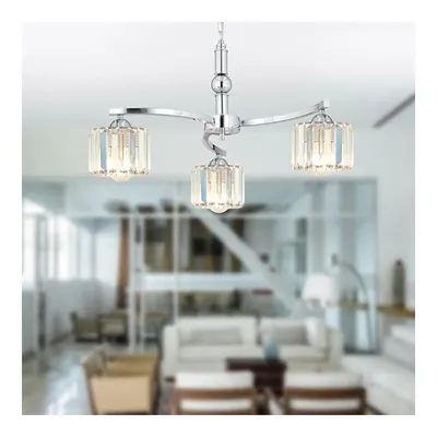 Apliqa Amir 3 Kollu Krom Kaplama Kristalli Taşlı Modern Tasarım Kristal Salon Avize