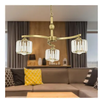 Apliqa Amir 3 Kollu Eskitme Kristalli Taşlı Modern Tasarım Kristal Salon Avize