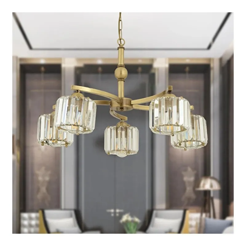 Apliqa Amir 5 Kollu Eskitme Kristalli Taşlı Modern Tasarım Kristal Salon Avize, görsel 1