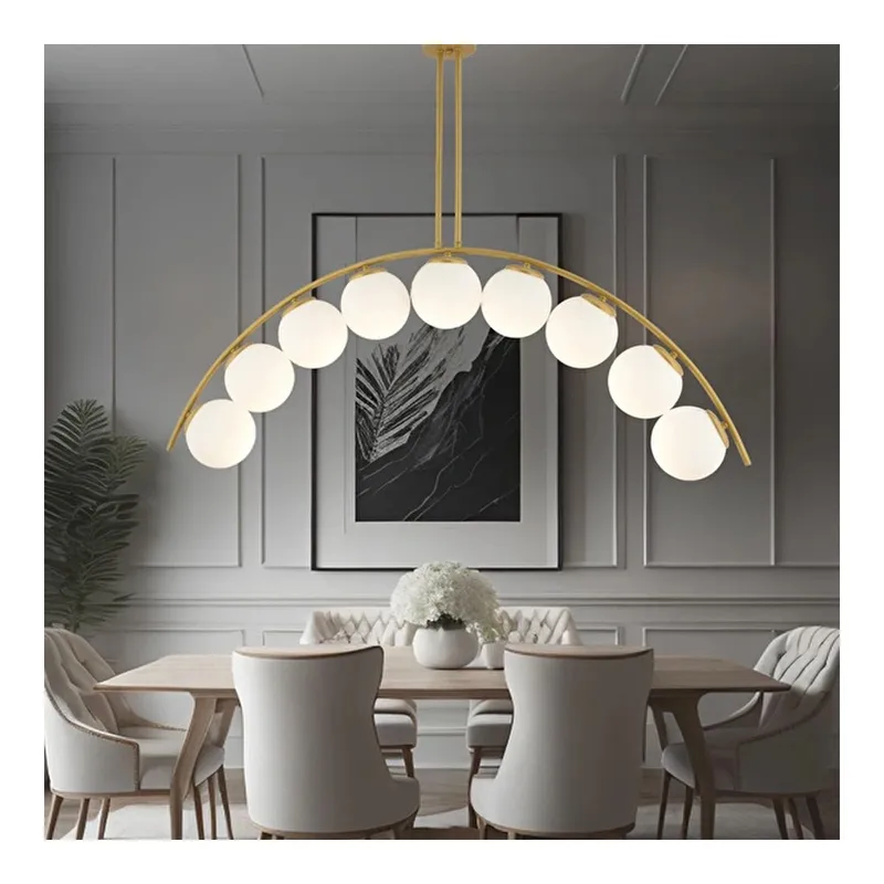 Apliqa Fralde 9'lu Gold Modern Mutfak Cafe Restoran İçin Uygun Retro Salon Avize, görsel 1