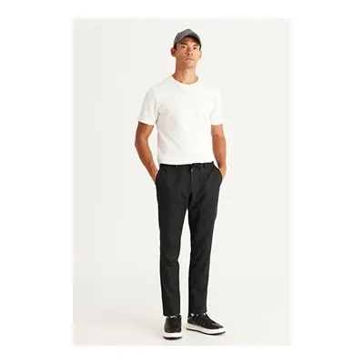 Slim Fit Dar Kesim Beli Bağlamalı Desenli Esnek Antrasit Pantolon