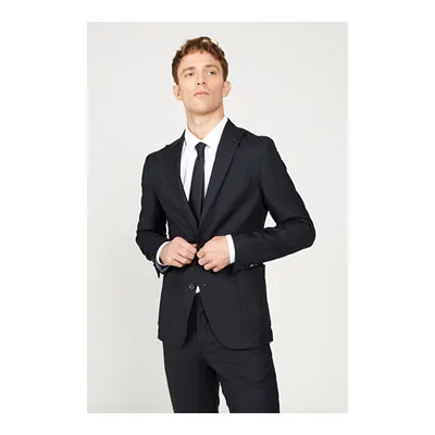 Ekstra Slim Fit Dar Kesim Kırlangıç Yaka Lacivert Takım Elbise