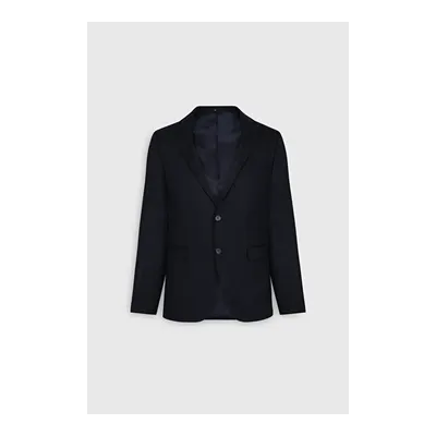 Slim Fit Dar Kesim Desenli Yünlü Lacivert Yelekli Takım Elbise