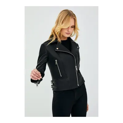 Latoya Kadın Slim-Fit Biker Deri Ceket
