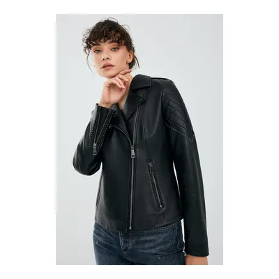Magic Kadın Biker Deri Ceket