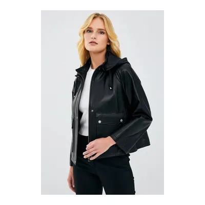 Gloria Kadın Haki Oversize Deri Ceket
