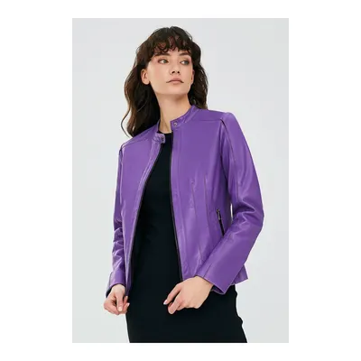 Joel Kadın Slim-Fit Kısa Deri Ceket