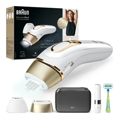 BRAUN Silk Expert Pro 5 PL5146 400.000 Atımlı Yeni Nesil Kablolu IPL Lazer Epilasyon Cihazı + FS1000 Mini Tüy Alıcı Gold