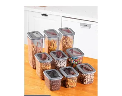 Vienev 9lu Set Poli Şeffaf Kapaklı Uzun Dikdörtgen Saklama Kabı 3x(1,3 Litre, 2 Litre, 3,2 Litre)