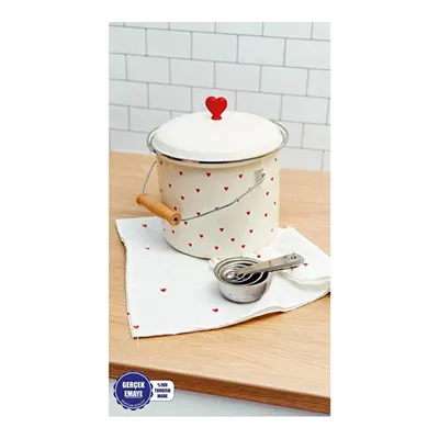 Emaylab Cupid Kalp Desenli Emaye Yoğurt/bakliyat Bakracı (20cm-3 Litre-tüm Ocaklarla Uyumlu)