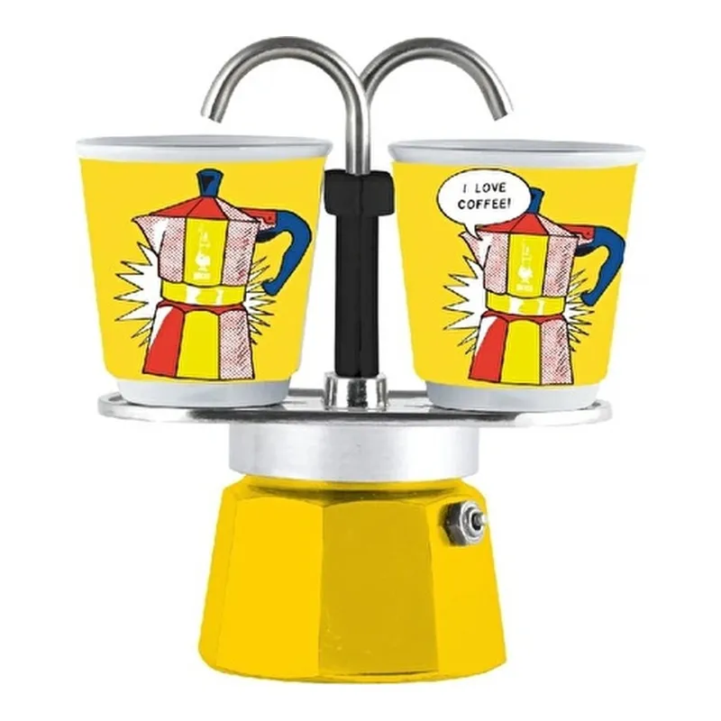 Bialetti Mini Express Mokapot Lictenstein + 2 Espresso Fincanı, görsel 1