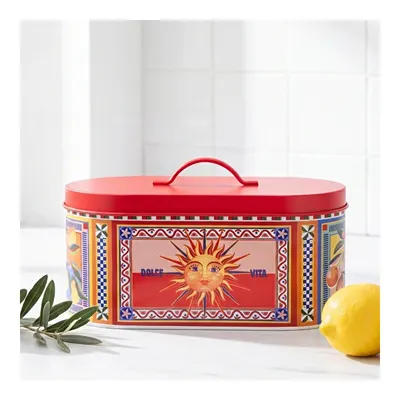 Baci Milano Dolce Vita Güneş Desenli Paslanmaz Çelik Vakumlu Ekmek Kutusu 34 x 18 cm, H 15 cm