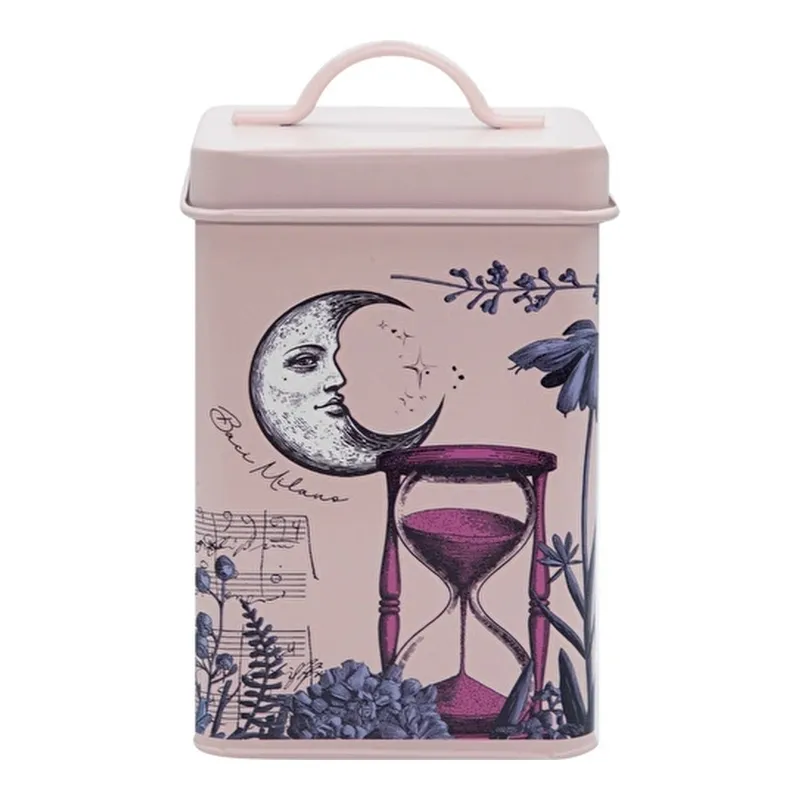 Baci Milano Allegria Pembe Desenli Metal Vakumlu Köşeli Saklama Kutusu Küçük, görsel 1