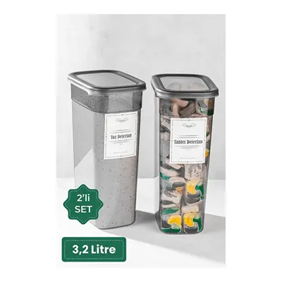 Vienev Etiketli 2 Adet Toz Ve Tablet Deterjan Saklama Kutusu Deterjan Saklama Kabı 3,2 Litre