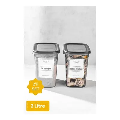 Vienev Etiketli 2 Adet Toz Ve Tablet Deterjan Saklama Kutusu Deterjan Saklama Kabı 2 Litre
