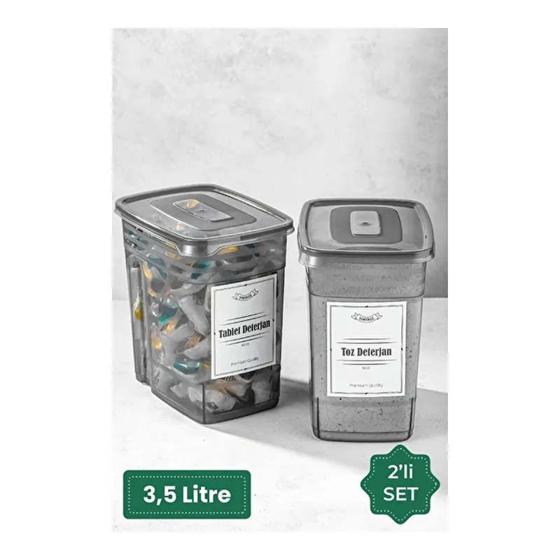 Vienev Etiketli 2li Strip Mega Boy Toz Ve Tablet Deterjan Saklama Kutusu 2x(3,5 Litre), görsel 1