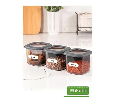 Vienev Foly Etiketli Kare Erzak Saklama Kabı 3'lü Set Küçük Boy 3x(0,55 Litre)