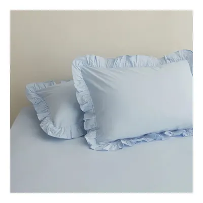 Home Basic 2'li Fırfırlı Yastık Kılıfı Mavi