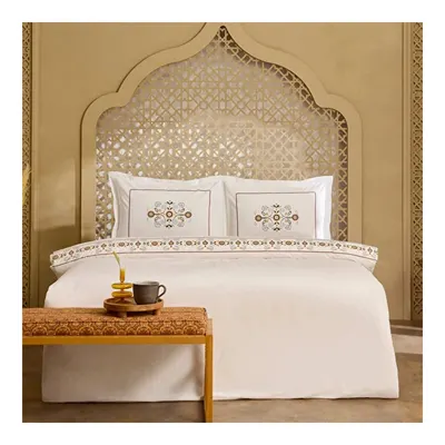 Home Beluna %100 Pamuk Çift Kişilik Nakışlı Nevresim Takımı Beyaz