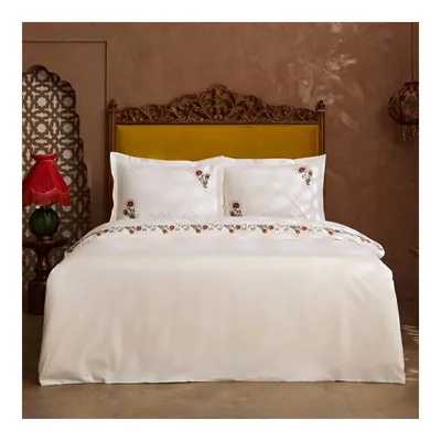 Home Dornel %100 Pamuk Nakışlı Çift Kişilik Nevresim Takımı Beyaz