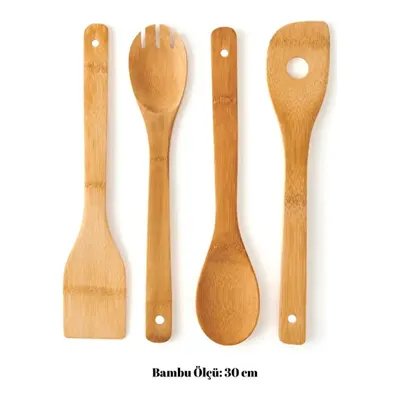Bambum Ravili - 4'lü Servis Maşa Spatula Kaşık Seti