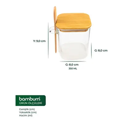 Bambum Spicy - Kaşıklı Cam Saklama Kabı 9cm
