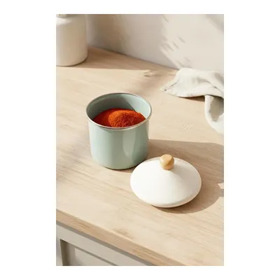 Bambum Nostalji Emaye - Ahşap Saplı Baharatlık Açık Yeşil 12 Cm
