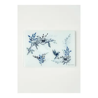 Bleu Blanc Cam Kesme Tahtası Mavi (35x25 Cm)