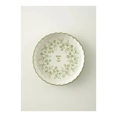 Floral Stoneware Fırın Kabı Beyaz (26x5 cm)