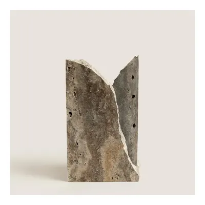 Silver Travertine Aura Vazo Natural