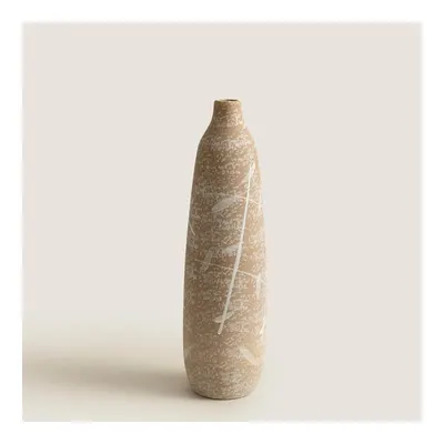Dune Dar Form Bej/Beyaz Stoneware Vazo Küçük Boy