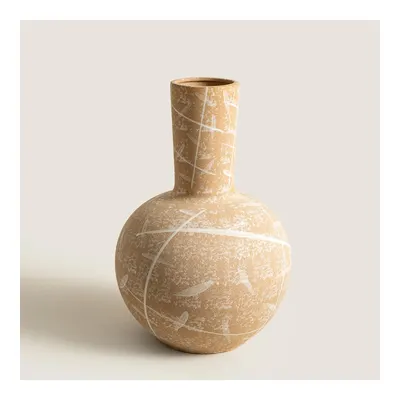 Dune Küre Form Bej/Beyaz Stoneware Vazo