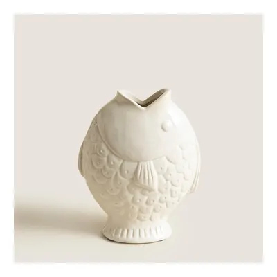Balık Formlu Beyaz Stoneware Vazo Geniş Form