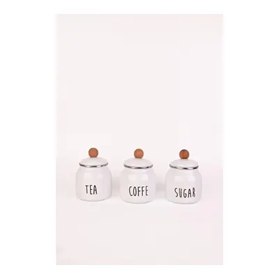 Emaylab Motto Tea Coffee Sugar 3lü Emaye Baharatlık Seti