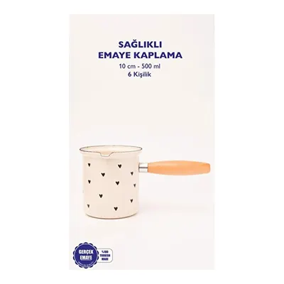 Emaylab Black Cupid Emaye Ahşap Saplı Cezve (500ml-6 Kişilik)
