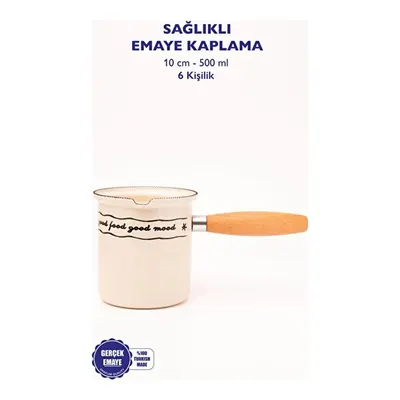 Emaylab Mood Emaye Ahşap Saplı Cezve (500ml-6 Kişilik)