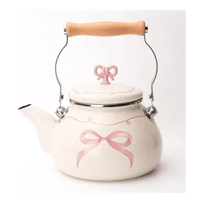 Emaylab Rebel Bow Kurdele Desenli Emaye Vintage Kettle